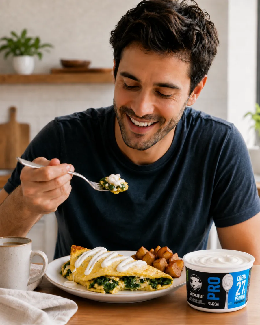 Omelette servido con Crema Alpura PRO
